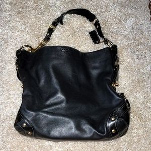 Authentic Coach Carly black leather bag size large plus wallet